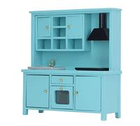 Gonetre Dollhouse Kitchen Toy Wooden Miniature Kitchen Furniture Cabinet Set For Kids Children 1:12 Scale Dollhouse Accessories Birch Material 15 x 5 x 16cm