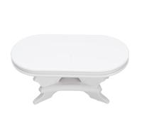Gonetre Dollhouse Miniature Coffee Table White Oval Shape Birch Wood 1:12 Scale Miniature Teatable Decoration Accessories for Dollhouse Furniture