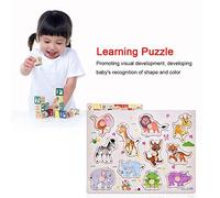Gonetre Educational Wooden Toys for Toddler, Adopts premium wood material, safe and non-, fine workmanship. Promoting visual development, ability. With various types, the early (Animal A3009)