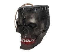 Gonetre Electric Halloween Skull Head Decorative Sound Glowing Skeleton Prop for Party Bar Haunted House Scary Scream Flashing Eyes Voice Touch Control Resin Material 19x14.5x13.5cm
