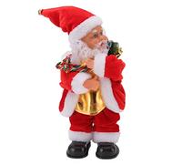 Gonetre Electric Musical Dancing Christmas Old Man Interactive Hip Shaking Santa Doll with Music PC Flannelette Material for Home Christmas Party Decorations 365g (Backpack)