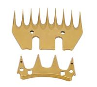 Gonetre Electric Sheep Shear Blades Gold Straight 9 Tooth 10mm Spacing High Carbon Steel Durable Precision Cutting for Thick Wool Shearing Alpacas Llamas Heavy Coated Animals