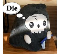 Gonetre Halloween Anime Figure Plush Toy Cartoon Grim Reaper Stuffed Fluffy Doll Collection Figurine Doll Game Fans Home Decor Super Soft Short Plush PP Cotton 20cm 200g (gray)