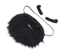 Gonetre Halloween Beard Facial Hair Mustache Party Prop Soft Plush Material Adjustable Elastic Bands for Costume Parties and Theatrical Productions (Blue paper card)