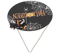 Gonetre Halloween Spider Web Pattern Wooden Welcome Sign Decorative Hanging Board for Indoor Outdoor Home Party Decor Black 30x30cm (Black bow)
