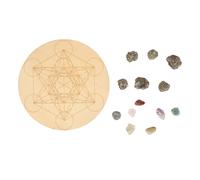 Gonetre Healing Crystal Grid Board Set Colorful Chakra Stone Energy Grid Divination Boards for Meditation Sleep Wicca Beginners Composite Wood Cut (A07)