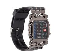 Gonetre Men S Led Watch Men S Led Watch Classic Fashion Men S Rectangular Watch with Binary Time Mode Display for Business Daily Wearblack Shell Black Belt, Black Shell Black Belt