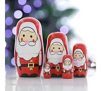 Gonetre Russian Nesting Dolls Christmas Handpainted Wooden Matryoshka Dolls Set Home Decoration Kids Toy Holiday Party Winter Festival Santa Claus Snowman Theme 5pcs (trumpet old man)
