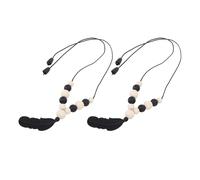Gonetre Sensory Chew Necklace Soft Silicone Chewy Necklaces Feather Pendant for Kids with Hair Chewing Shirt Biting Nail Biting Habits Beech Wood and Silicone Material 2pcs Set (Black)
