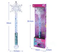 Gonetre Snowflake Luminous Magical Wand Princess Cosplay Fairy Stick Glowing Magical Wand with 3 Lighting Effects Projection Safe ABS Plastic for Kids Party Favors (White)