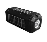 Gonetre Solar Bluetooth Speaker Portable Wireless with Radio Flashlight Function Dual Solar Panel Charging 1200mAh Battery Shoulder Strap for Outdoor Activities ABS Plastic