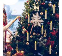 Gonetre USB LED Candle Lamp Warm White Flameless Christmas Candle String Lights with Tree Clips Holiday Party Wedding Decoration Plastic White 25.4FT