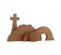 Gonetre Wooden Tomb Statue Set, Wooden Easter Tomb Cross Ornament, Jesus Empty Tomb Decor, Easter Scene Cross Decoration, Easter Decorations For Christian, Home Wall Shelf, Table Decor