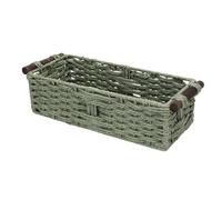 Gonetre Woven Paper Rope Storage Basket Handmade Decorative Storage Bin Toilet Tank Topper Organizer for Bathroom Living Room Kitchen Office Shelf Countertop Made of Paper Rope and Pine (Green)