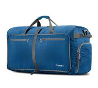 Gonex 40L Foldable Travel Duffle Bag with Shoes Compartment, Lightweight Water Repellent Holdall Bag for Boarding Airline Gym Weekender Bag Deep Blue