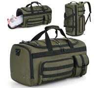 Gonex 45L Duffel Bag for Men, 3 in 1 Convertible Carry Gym Duffle with Shoe Compartment, Tactical Gear Loops, Water-Repellent Lining, Workout & Travel Bag (Army Green)
