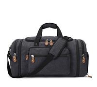 Gonex 50L - 60L Expandable Canvas Duffle Bag with Shoes Compartment, Large Holdall Bag for Men, Overnight Travel Bags Weekender Bag Men and Women