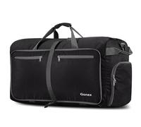 Gonex 80L Foldable Travel Duffle Bag with Shoes Compartment, Packable Lightweight Water Repellent Holdall Bag for Camping Gym Weekender Bag Black
