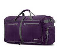 Gonex 80L Foldable Travel Duffle Bag with Shoes Compartment, Packable Lightweight Water Repellent Holdall Bag for Camping Gym Weekender Bag Purple