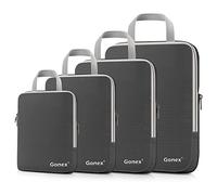 Gonex Compression Packing Cubes, 4-Piece Expandable Travel Organisers | Double-Zip Compression, Ripstop Fabric, Space-Saving Design, Cabin Luggage & Backpack Friendly, Family & Business Travel