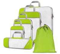 Gonex Compression Packing Cubes, 6 PCS Travel Luggage Packing Organizers with Mesh Extensible Suitcase Organiser for Travel, Green