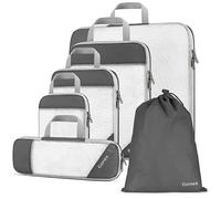 Gonex Compression Packing Cubes, 6 PCS Travel Luggage Packing Organizers with Mesh Extensible Suitcase Organiser for Travel Sports, Grey
