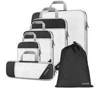 Gonex Compression Packing Cubes, 6 PCS Travel Luggage Packing Organizers with Mesh Extensible Suitcase Organiser for Travel, Black