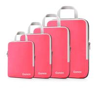 Gonex Compression Packing Cubes Extensible Organizer Bags For Travel Suitcase Organization Set of 4 Bags (Bright Pink)