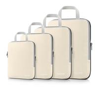 Gonex Compression Packing Cubes Extensible Organizer Bags For Travel Suitcase Organization Set of 4 Bags (Beige)
