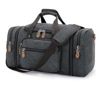 Gonex Expandable Canvas Holdall for Men, 50L / 60L Duffel - Multi-Pockets Overnight Weekend Bag, Unisex Holdall Travel Duffle - Weekender Bag, Dark Grey