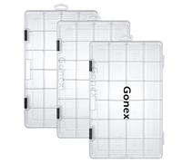 Gonex Fishing Lure Tackle Box, 3 Packs 24 Grids with Adjustable Dividers Transparent Plastic Box 3700 Storage Organizer Box for Fishing Lure Bait Hook Jewelry Craft Beads Earring Container