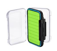 Gonex Fly Boxes for Fishing - Two-Sided Waterproof Lightweight Fly Fishing Box Easy Grip Transparent Lid, 10.4x7.6x3 cm, Green