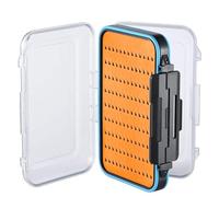 Gonex Fly Boxes for Fly Fishing Two-Sided Waterproof Lightweight Fly Fishing Box Easy Grip Transparent Lid Fly Fishing Lures Box, 15x 9.7x 4.5 cm, Orange