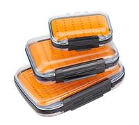 Gonex Fly Boxes for Fly Fishing Two-Sided Waterproof Lightweight Fly Fishing Box Easy Grip Transparent Lid Fly Fishing Lures Boxes Sizes A+B+C, Orange