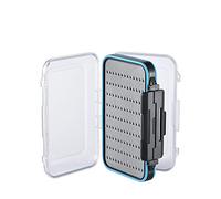 Gonex Fly Boxes for Fly Fishing Two-Sided Waterproof Lightweight Fly Fishing Box Easy Grip Transparent Lid Fly Fishing Lures Box, 15x 9.7x 4.5 cm, Grey