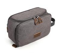 Gonex Travel Toiletry Bag for Men, Water Resistant Canvas Wide Open Dopp Kit with Wet Dry Compartment, Travel Essentials Toiletries Organizer Shaving Bag, Grey, M