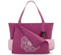 Gonex Yoga Mat Bag, Yoga Gym Bag Tote Bag with Multi Pockets for Women Men, Canvas Yoga Mat Carrier Take in Out Mat Easily for Pilates Travel Workout Office, Rose Red, Extra Large