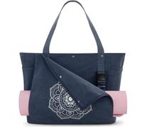 Gonex Yoga Mat Bag, Yoga Gym Bag Tote Bag with Multi Pockets for Women Men, Canvas Yoga Mat Carrier Take in Out Mat Easily for Pilates Travel Workout Office, Blue, Extra Large