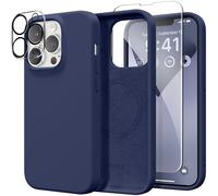 GONEZ Magnetic for iPhone 13 Pro Case, Compatible with MagSafe, [Screen Protector + Camera Protection], Shockproof Silicone Slim Phone Case 6.1″, Soft Anti-Scratch Microfiber Lining, Midnight Blue