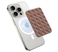 GONEZ Magnetic Suction Cup Phone Mount, Hands-Free Silicone Grip Holder Compatible with iPhone MagSafe Case, Mirror Shower Stand for Selfies and Videos, Brown