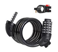 GONFOWE Bike Lock, 120cm/12mm High Security 5-Digit Resettable Number Combination Cable Lock, with Carry Bracket, for Bicycle, Scooter, Grills & Other Items That Need to Be Secured (Black)