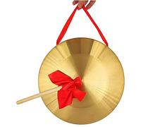 gong chinese gong large gong 15-50cm Chinese traditional percussion instrument with a hammer and red camisole is suitable for family offices to celebrate(Color:25cm,Size:)