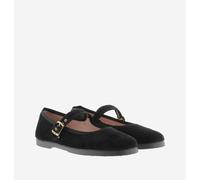 Gong-Fu Mercedes Mary Jane Ballet Pumps in Velvet Black