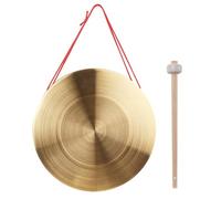 Gong Instrument, 30cm Brass Hand Gong Cymbals with Round Play Hammer Drumstick Percussion Instrument Copper Gongs for Celebration Party Festivals