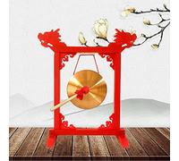 Gong Instrument, Brass Copper Hand Gong, gongs and drums, Chinese Dragon Gong on Pedestal - Gongs to Celebrate Festivals - Wood and Decor(2,30cm)