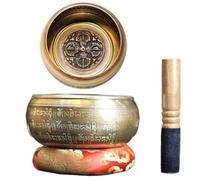 Gong,Tibetan Singing Bowl Set,Carved with Crossed Vajra,For Sound Healing,Meditation,Yoga,Relaxation,Chakra Balance,Handmade in Nepal(Cross Vajra,14.5cm(5.71in))