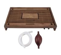 Gongfu Tea Tray with Water Storage | Automatic Drainage & Spill Control | Wooden Tea Serving Tray for Office/Home Decoration | Easy Maintenance, Includes Tube & Ball (Brown)