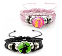 Gonggi 2Pack Bracelets PU Leather, Merchandise Gifts for the Witch Fans, Friendship Bracelet BFF Accessories Merch with Crown Witch Hat for Girls Women Couple Friend Teenage