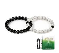 Gonggi 2Pcs Anti-Smoke Bracelet for Woman Men, Bracelet Set for Mindful Journey, 8MM Adjustable Magnetic Bracelets, Stylish Unisex Aromatherapy Jewelry