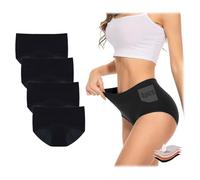 Gonggi 4PCS Period Pants for Women Heavy Flow, Postpartum Underwear High Waisted, Leakproof Plus Size Cotton Postnatal Recovery Briefs for Heavy Flow Extra Protection（Black,XXL